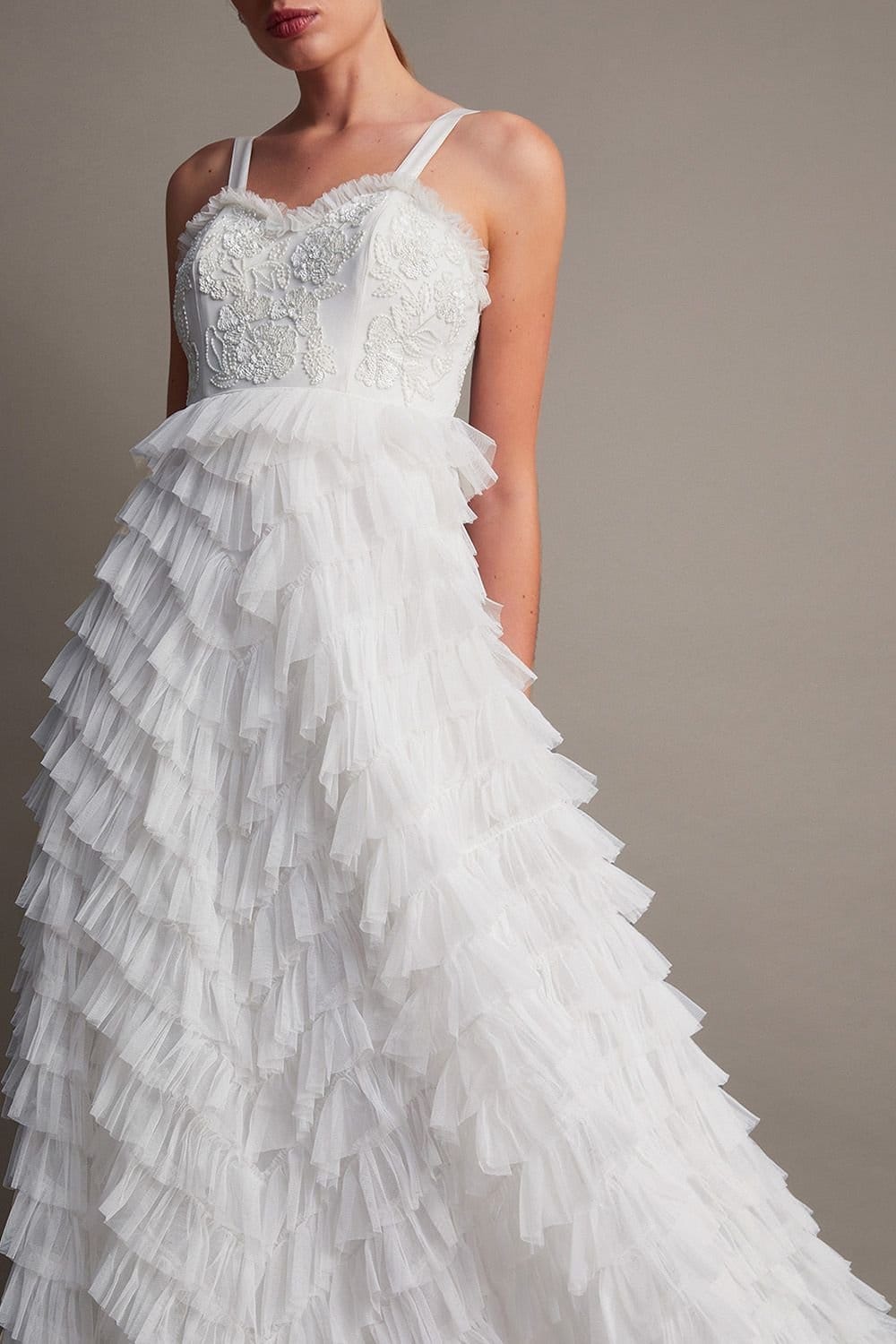 Monsoon Monsoon Women's Ellen Ruffle Maxi Bridal Dress Ivory - 4