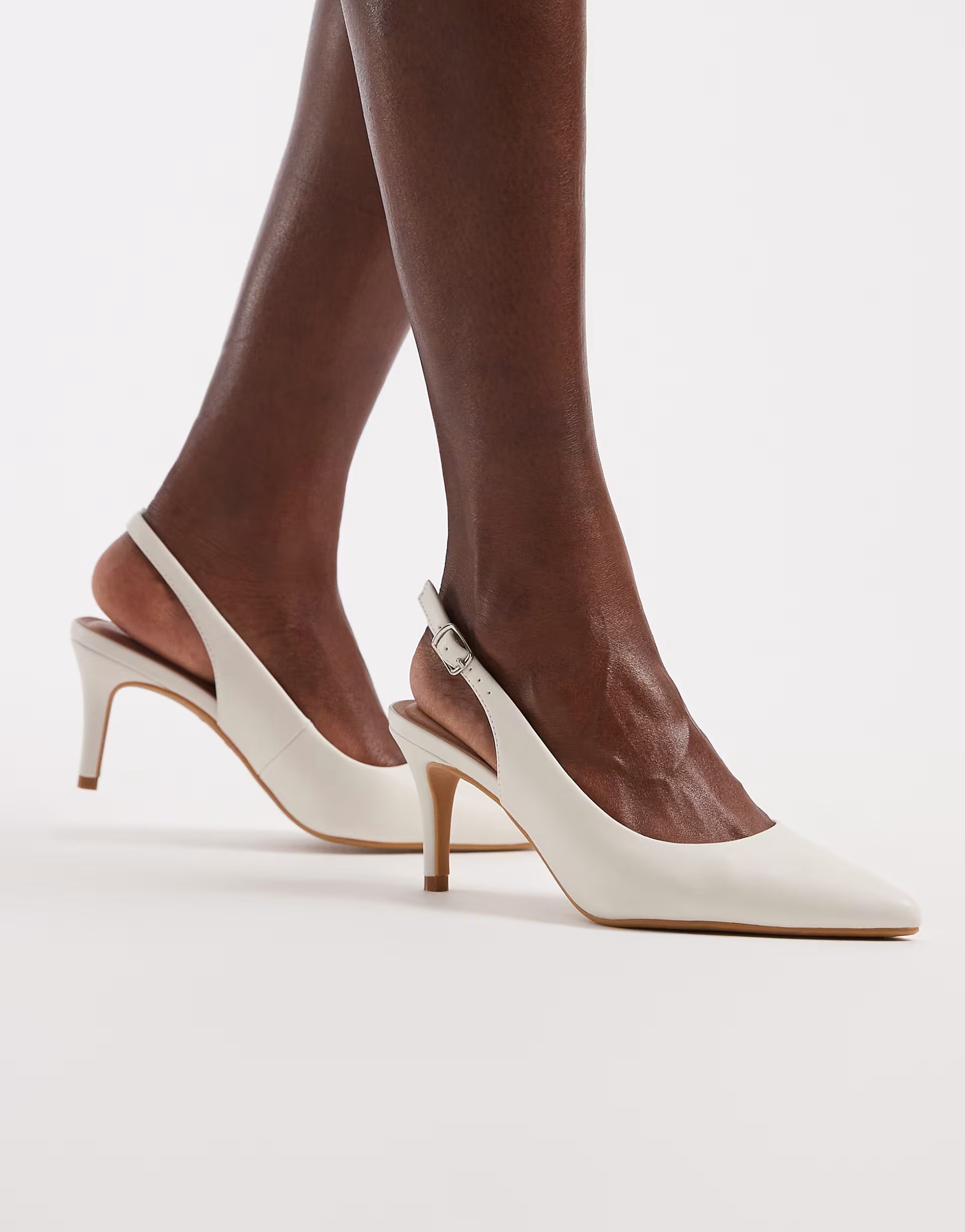 ASOS New Look slingback heeled shoe in cream - 1