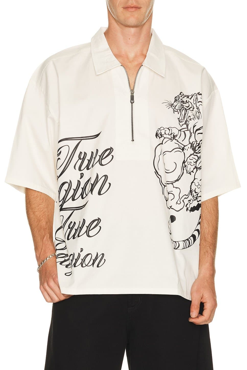 revolve Half Zip Tiger Short Sleeve Shirt