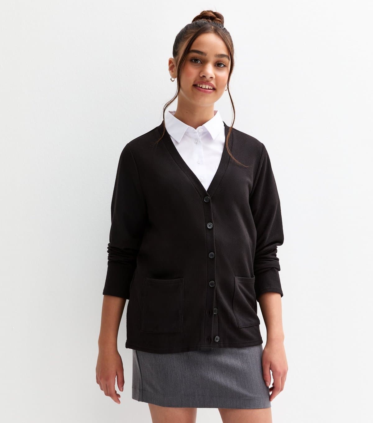 New Look Girls' Black Longline School Cardigan New Look