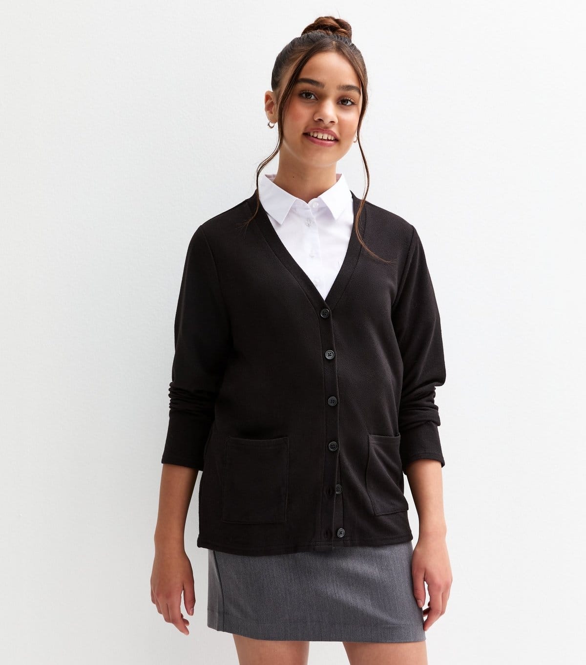 New Look Black Longline School Cardigan For Girls