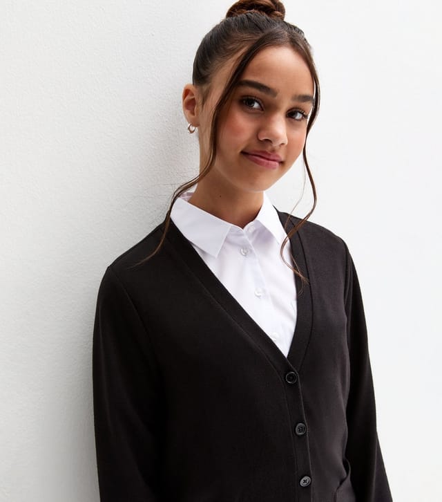 New Look Girls' Black Longline School Cardigan New Look - 2