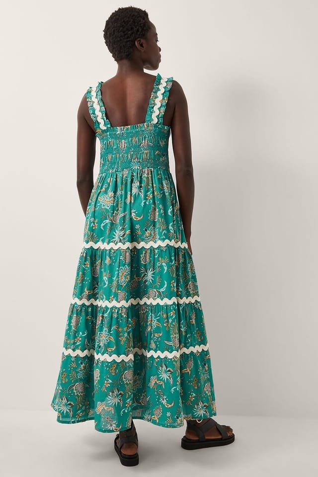 Monsoon Monsoon Women's Saoirse Floral Smocked Maxi Dress in Green - 2