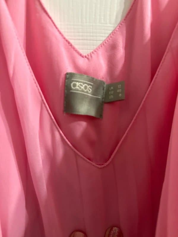 ASOS ASOS bubble gum pink pleated midi dress strappy size 12