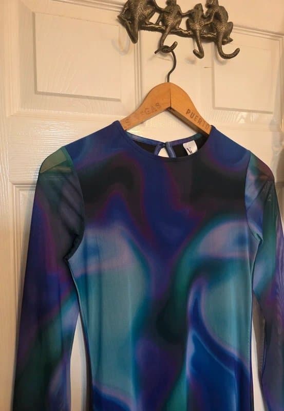 Violet Romance Violet Romance Marble Print Mesh Midi Dress