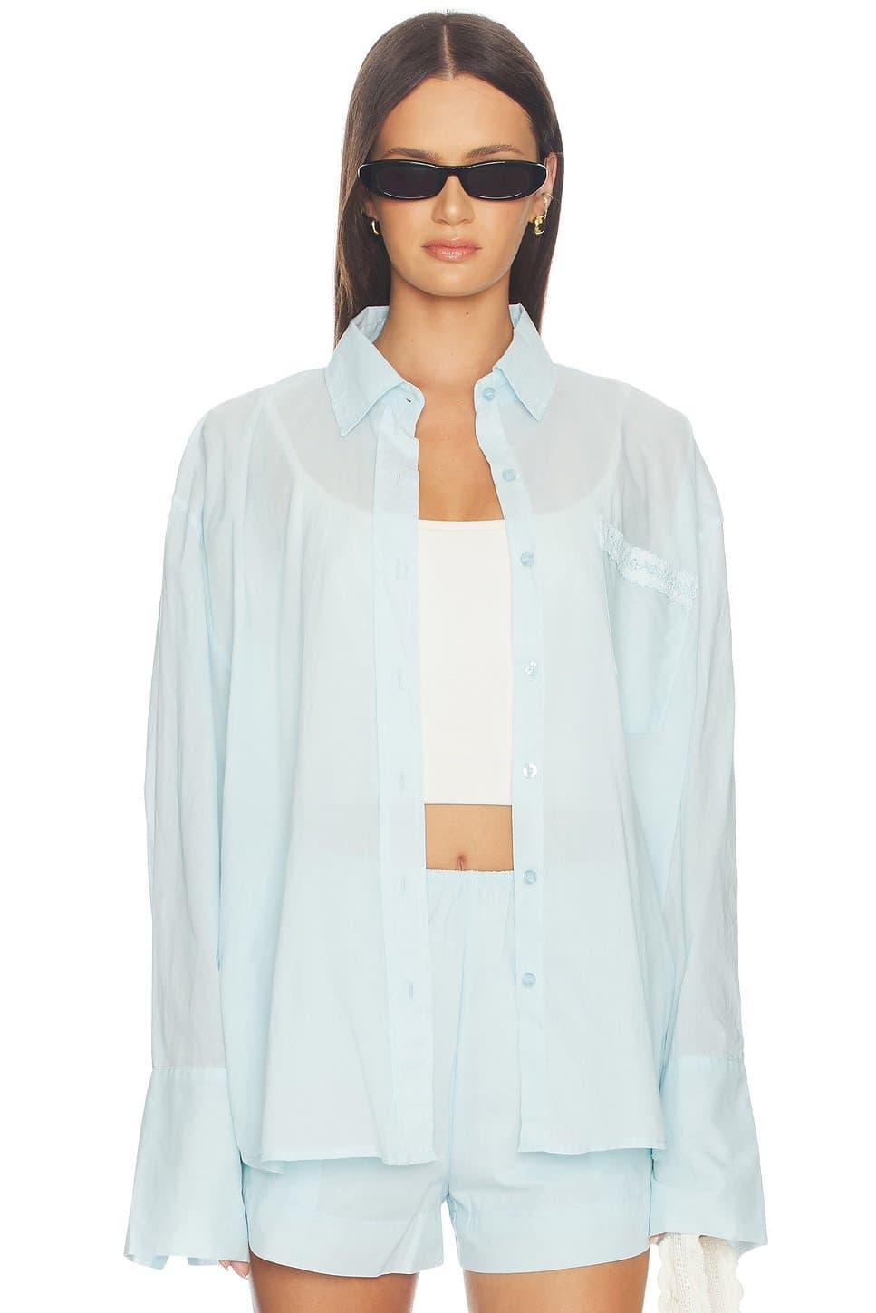 revolve Revolve Light Blue Oversized Shirt