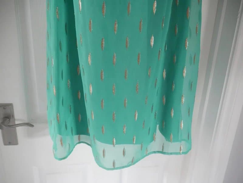 Lipsy Lipsy Dress Ladies Size 14 Green Gold Leaf Chiffon Wedding Guest Summer Party