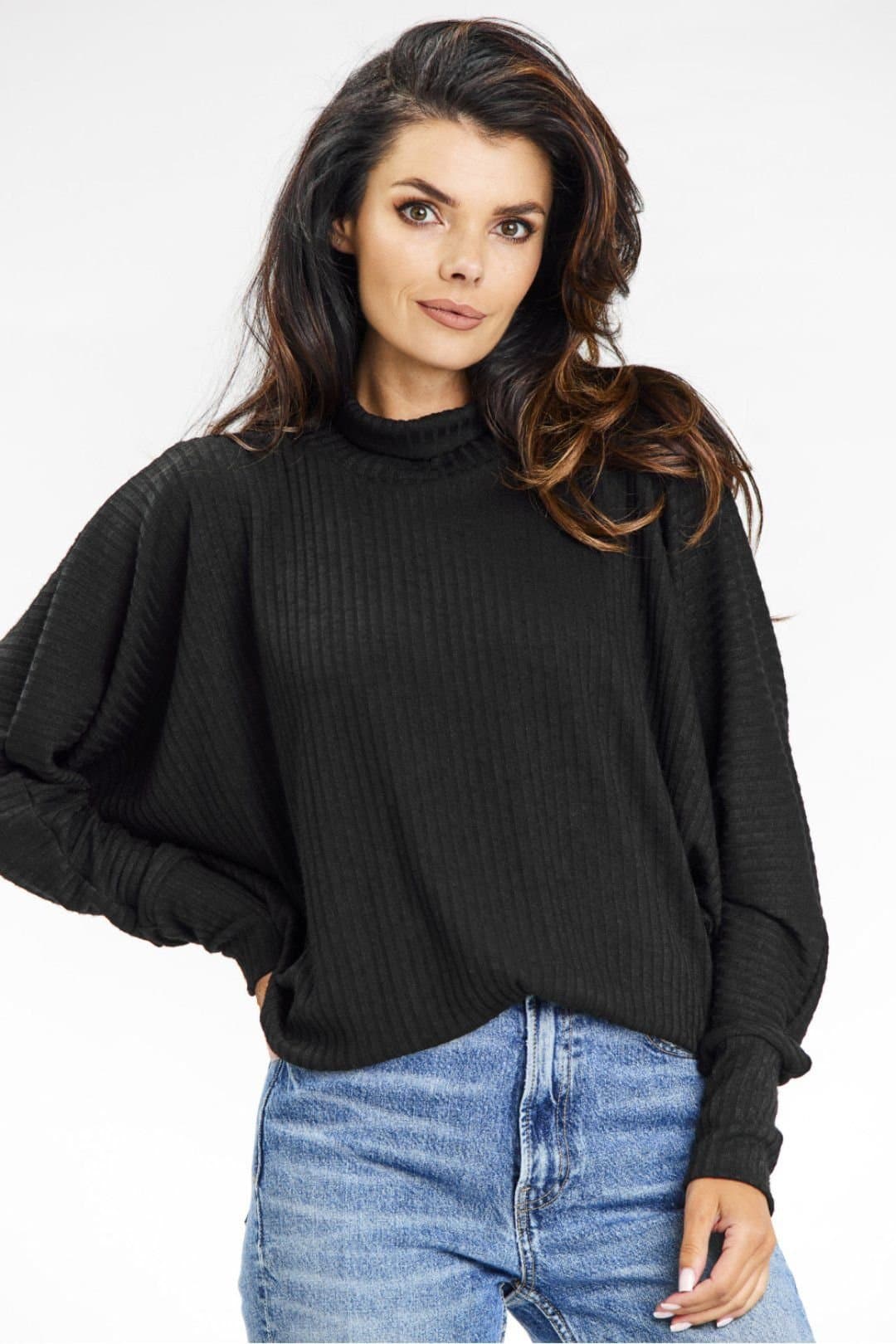 Love Lace Love Lace Black Ribbed Knit Turtleneck Sweater