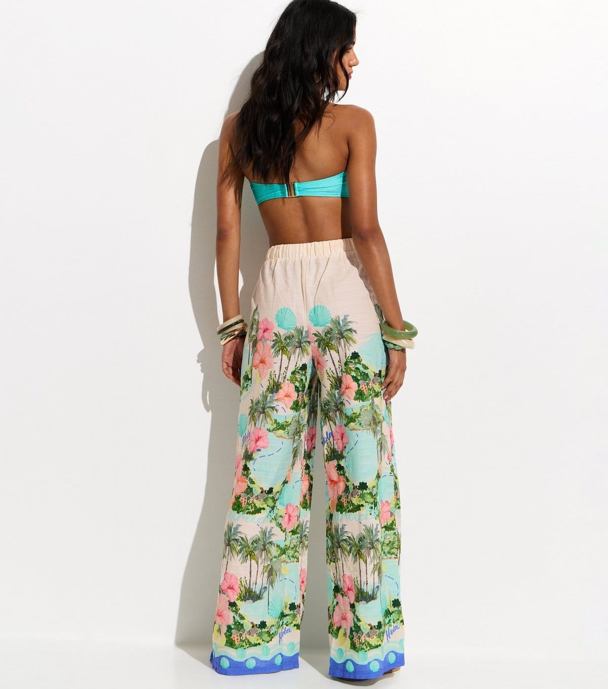 New Look Women's White Tropical Print Wide Leg Trousers New Look - 4