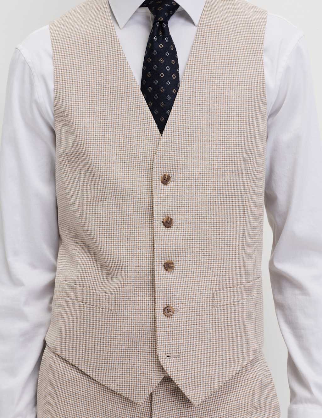 Marks & Spencer M&S Taliored Fit Check Waistcoat Neutral - 2