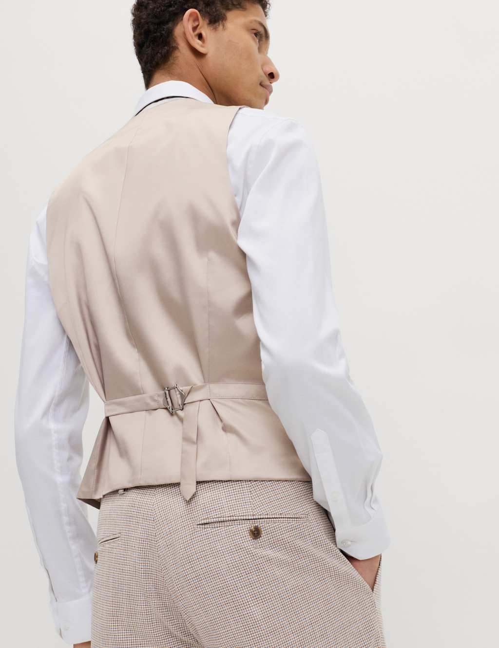 Marks & Spencer M&S Taliored Fit Check Waistcoat Neutral - 3