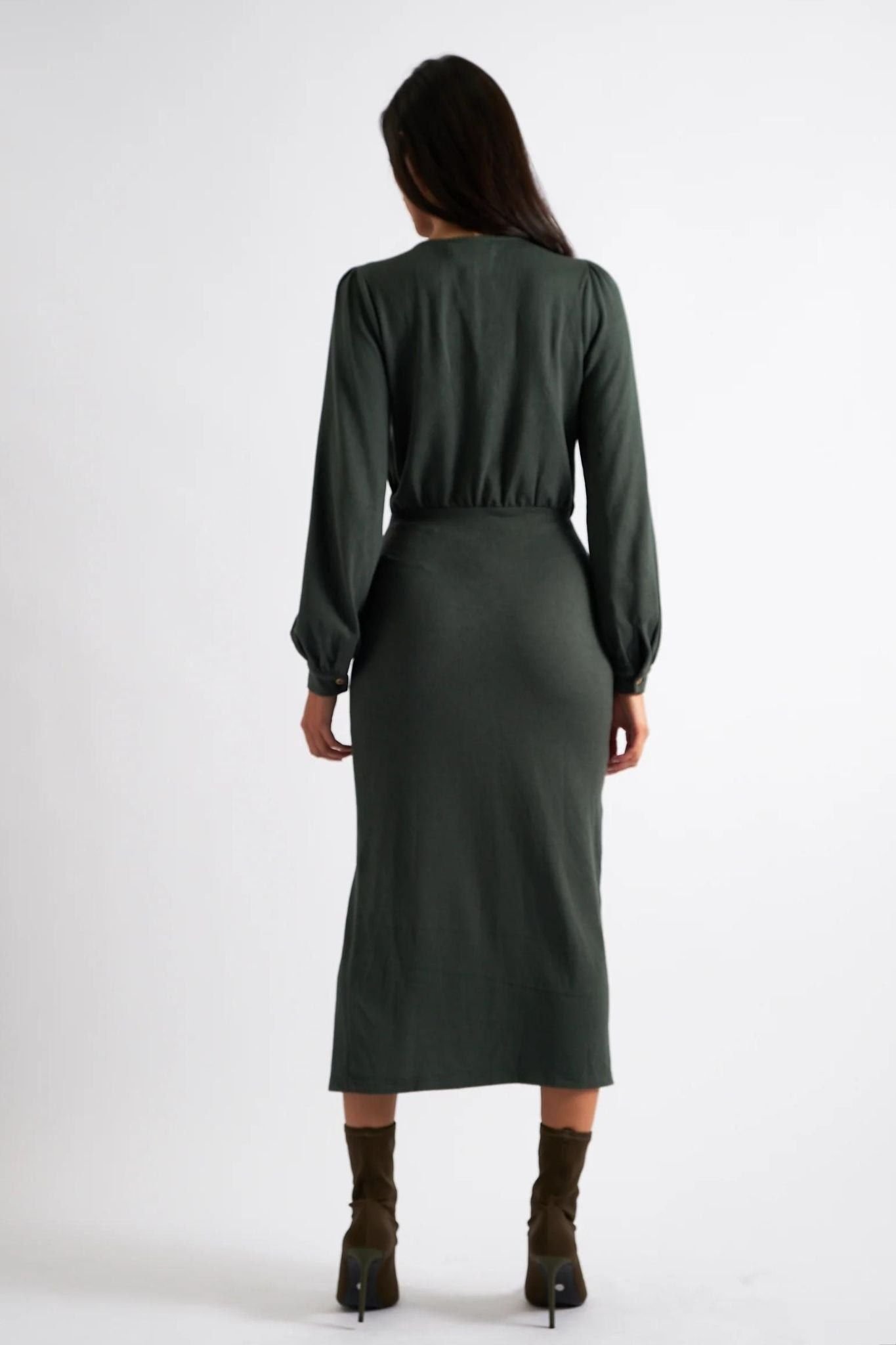 Louche Louche Women's Karen Brushed Marl Jersey Midi Dress - Green - 2