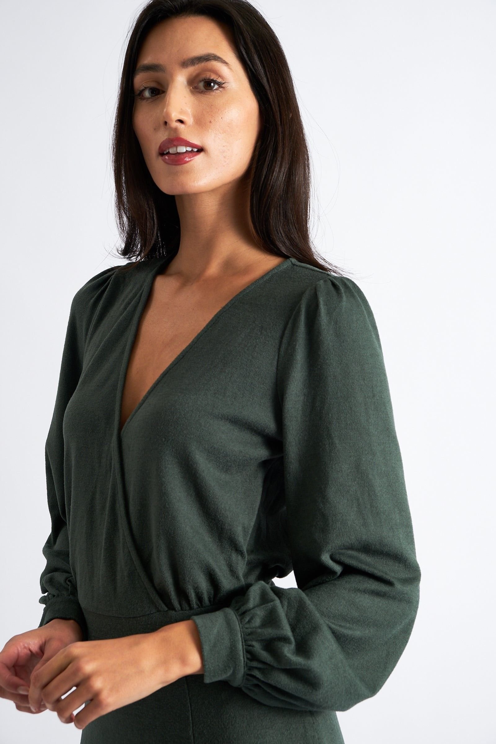 Louche Louche Women's Karen Brushed Marl Jersey Midi Dress - Green - 3