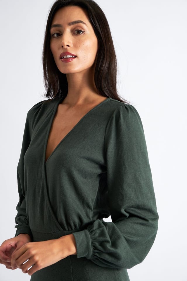 Louche Louche Women's Karen Brushed Marl Jersey Midi Dress - Green - 3