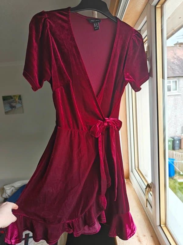 New Look Velvet look mini wrap around dress