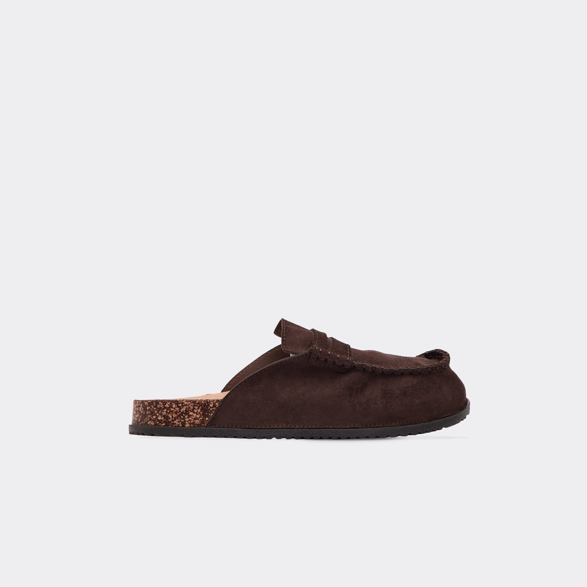EGO Spark Stitching Detail Closed Toe Slip On Mule In Brown Faux Suede, Women's Size UK 3
