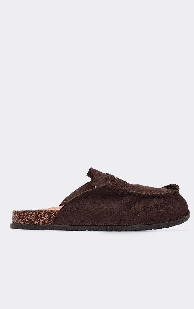 EGO Spark Stitching Detail Closed Toe Slip On Mule In Brown Faux Suede, Women's Size UK 3 - 2