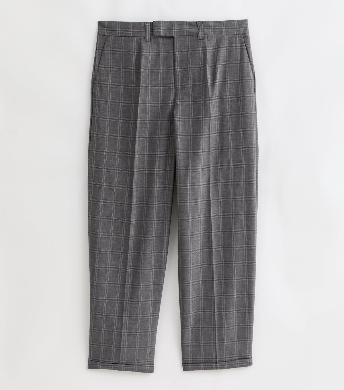 New Look Men's Dark Grey Check Relaxed Fit Trousers New Look