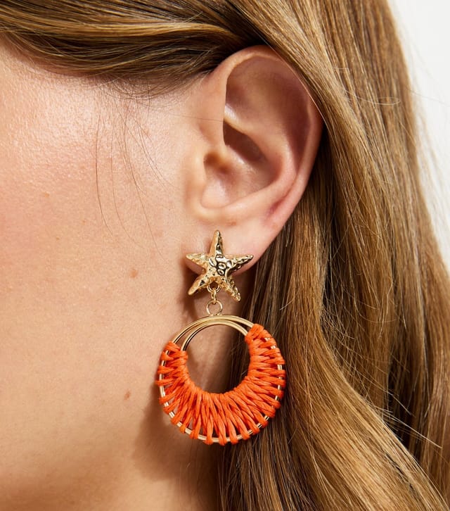 New Look Gold Tone Light Coral Starfish Drop Earrings New Look - 2