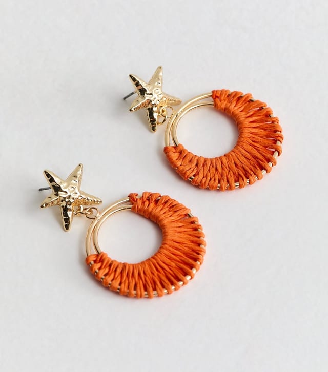 New Look Gold Tone Light Coral Starfish Drop Earrings New Look - 3