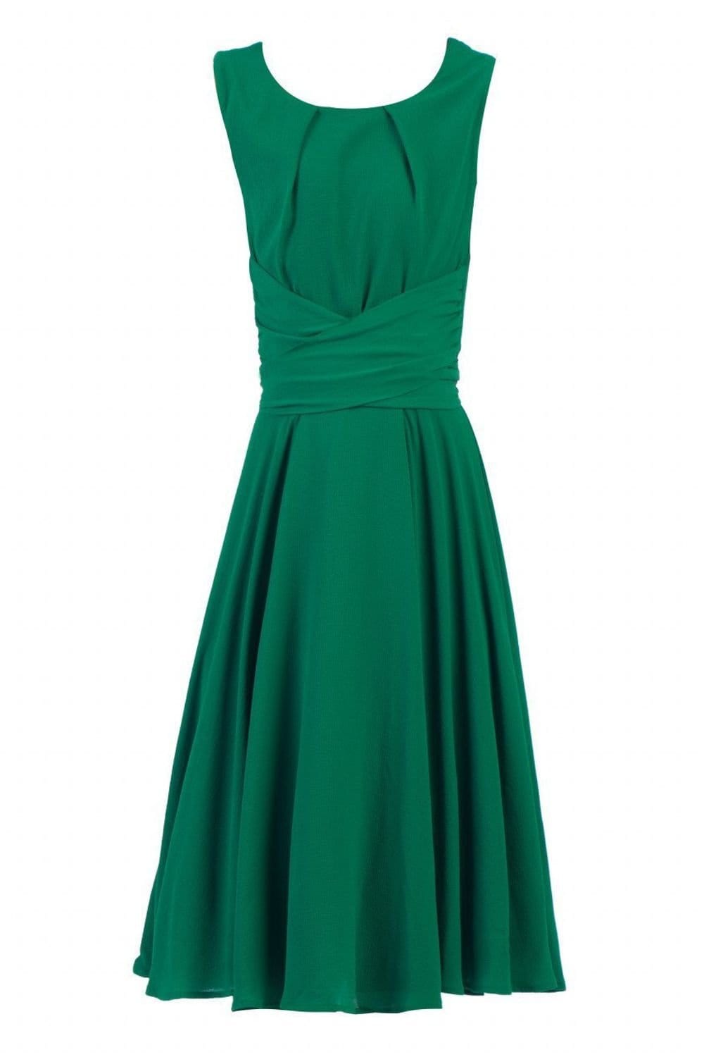 Jolie Moi Jolie Moi Women's Cross Belted Skater Dress in Green - 4