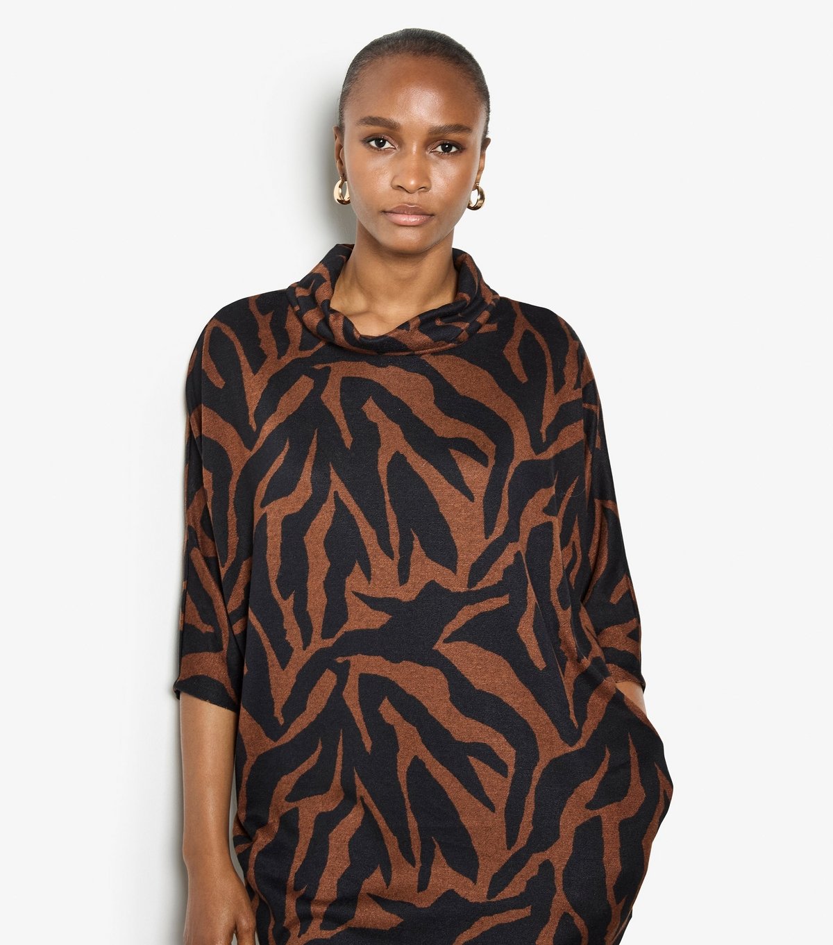 Apricot Women's Brown Zebra High Neck Cocoon Dress Apricot New Look - 4