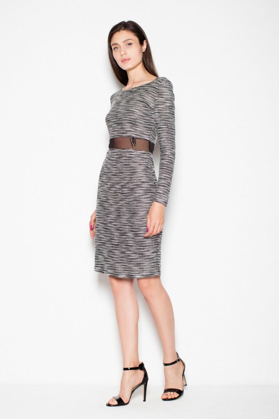 Love Lace Love Lace Women's Knitted Dress with Transparent Waist Belt Style 77223 in Grey