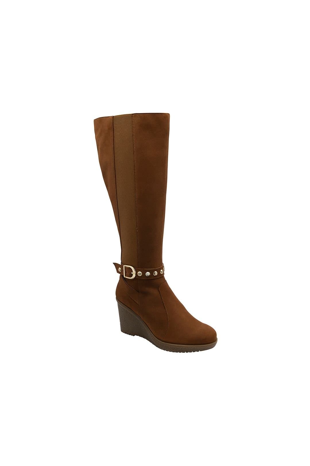Ravel Ravel Women's Tan Suede 'Arkle' Wedge Knee-High Boots