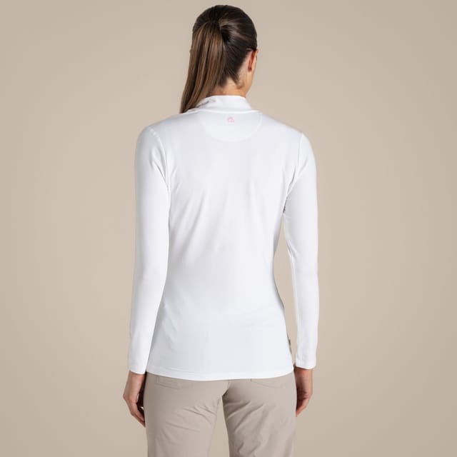 Craghoppers Craghoppers Women's NosiLife Insect-Repellent Long Sleeved Golf Mock Neck Top in White - 2