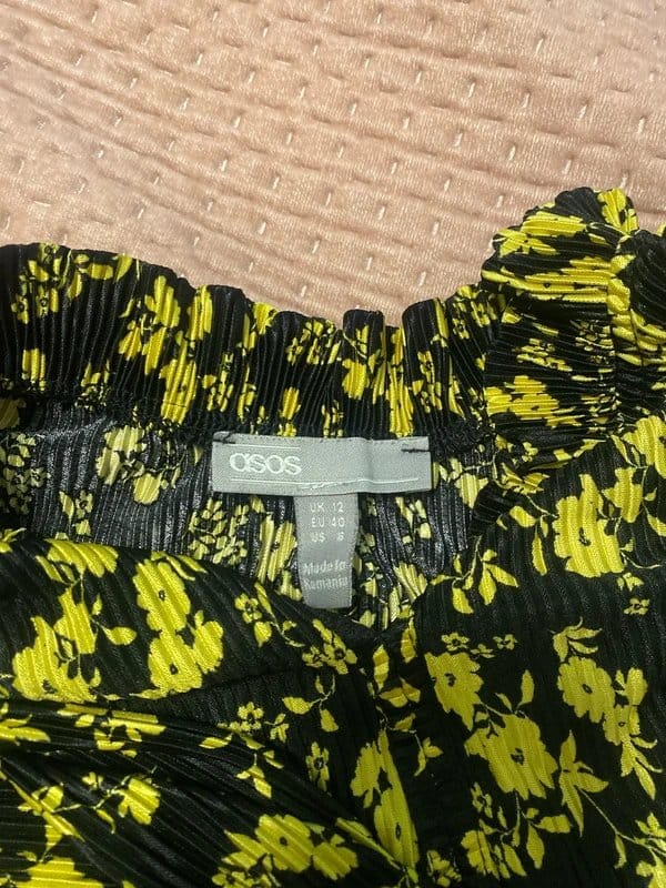 ASOS Women's Yellow Floral Silk Dress