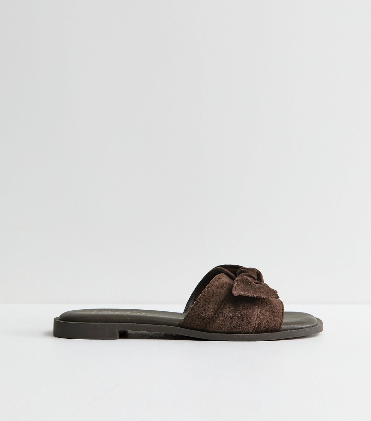 New Look Women's Wide Fit Brown Faux Suede Bow Front Sandals Vegan New Look - 3