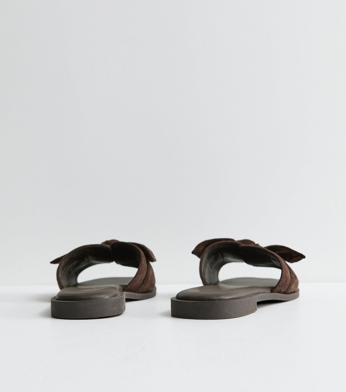 New Look Women's Wide Fit Brown Faux Suede Bow Front Sandals Vegan New Look - 4