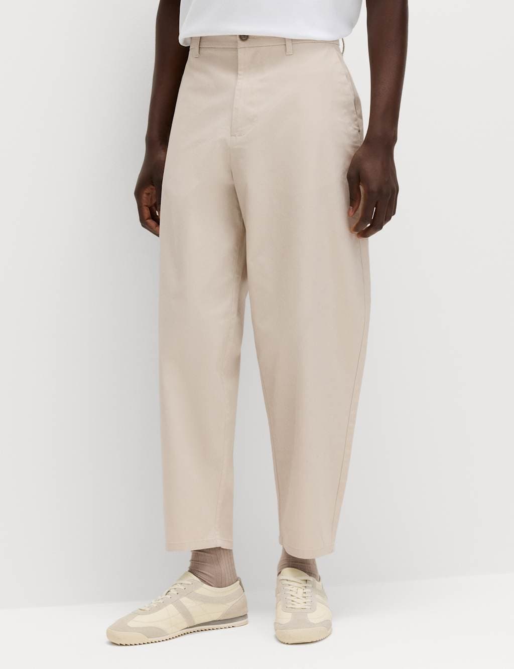 Marks & Spencer M&S Barrel Fit Stretch Chinos Light Buff