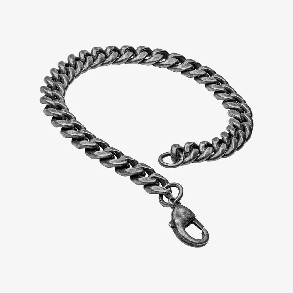 Fred Bennett Fred Bennett Men's Antique Plated Curb Chain Bracelet B5470 in Black