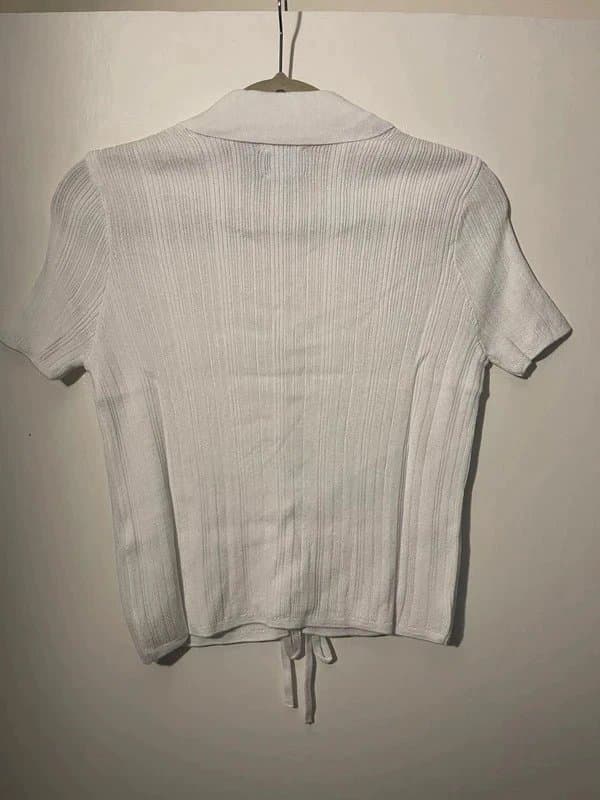 ASOS ASOS Design knitted tie-front cardigan with collar detail in white - Size M