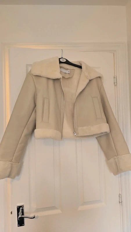 ASOS Cream cropped faux leather jacket - 1