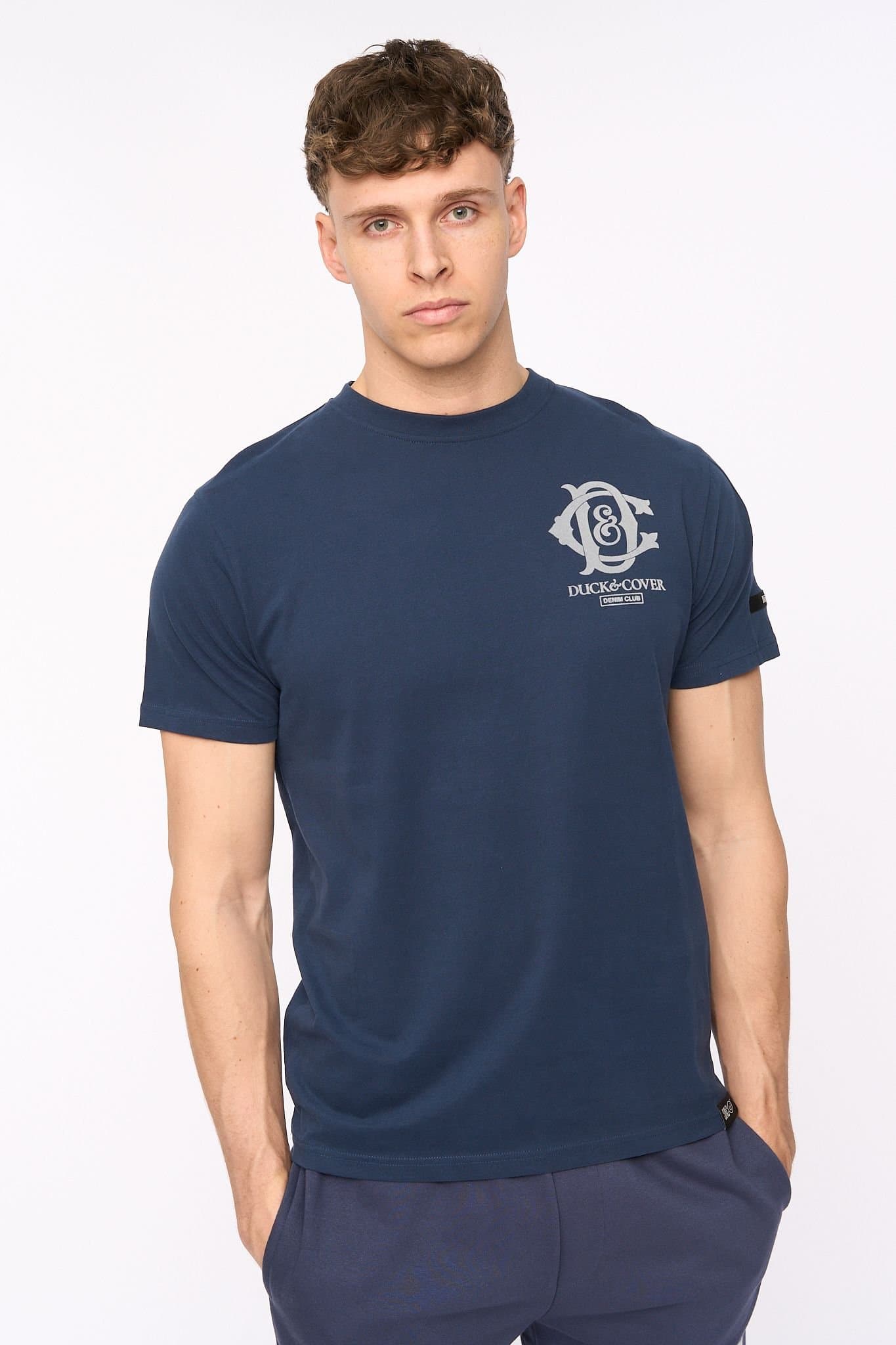 Duck&Cover Duck&Cover Men's Randolph Premium Brushed Cotton T-Shirt in Navy