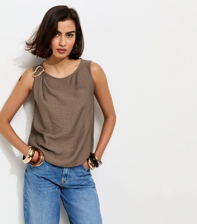 New Look Women's Mink Hardware Detail Sleeveless Top New Look - 2
