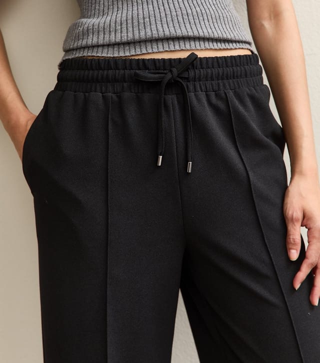 New Look Women's Black Wide Leg Elasticated Waist Jersey Trousers New Look - 2