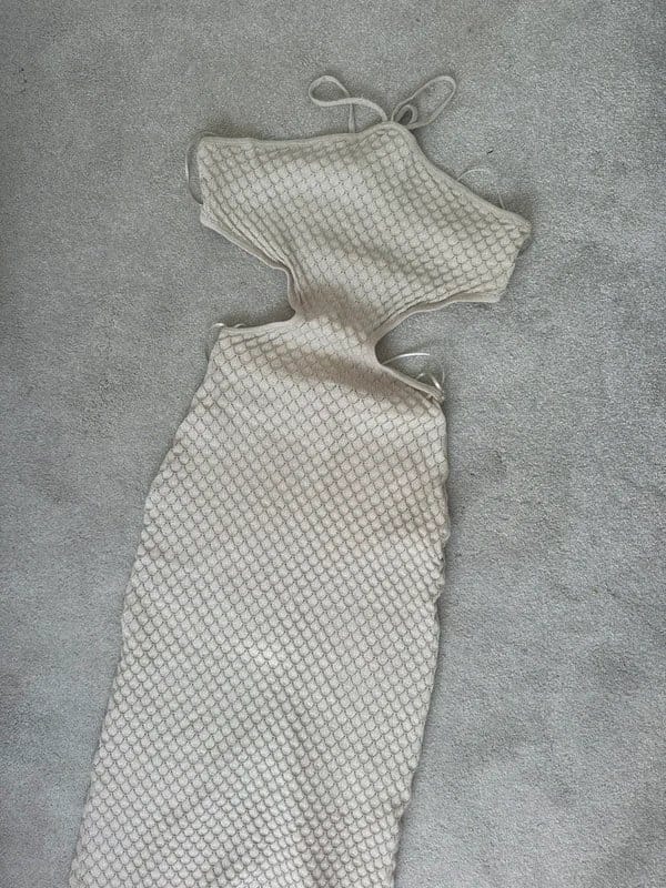 Bershka Beige Knit Gold Summer Maxi Dress