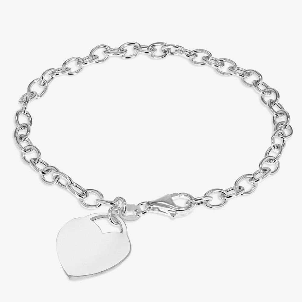 T.H.Baker T.H.Baker Women's Sterling Silver 19cm Heart Charm Bracelet 8.24.6602 - 1