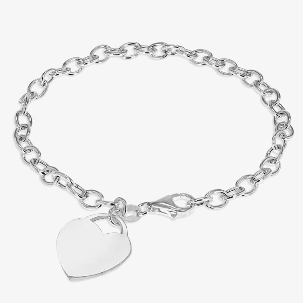 T.H.Baker T.H.Baker Women's Sterling Silver 19cm Heart Charm Bracelet 8.24.6602