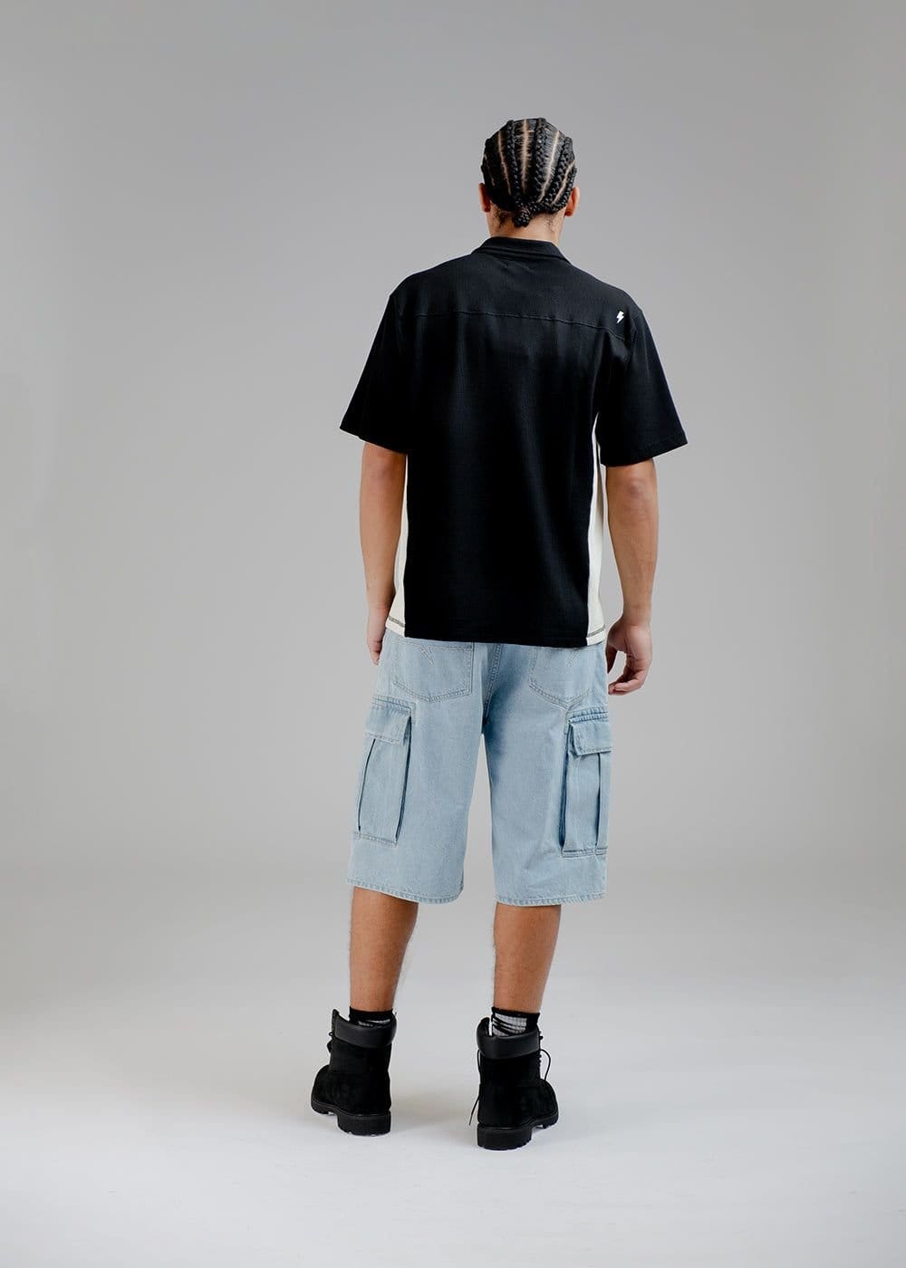 Chet Rock Chet Rock Sienna Men's Oversized Waffle Jersey Shirt with Embroidery in Black - 4