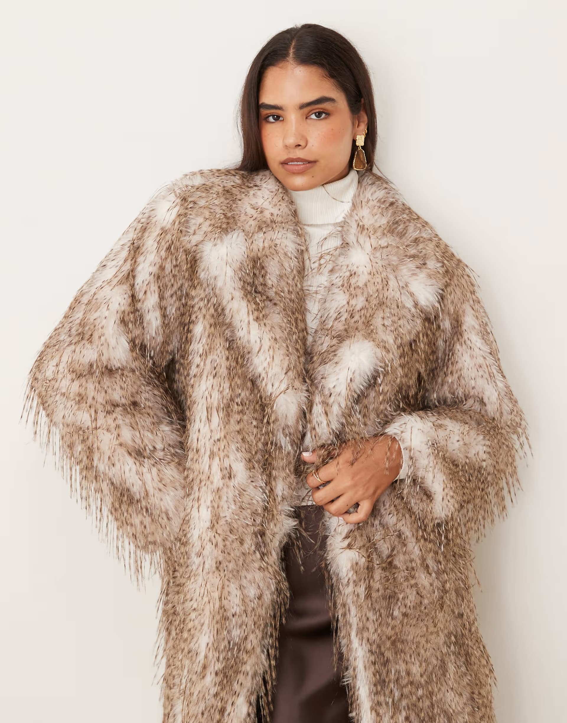 ASOS Glamorous Oversized faux feather fur coat in feather fur