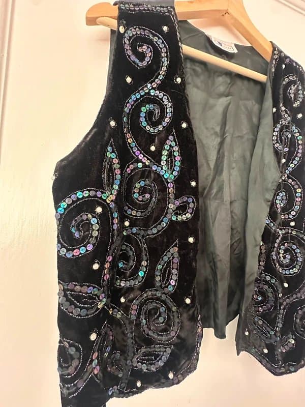 New Look Vintage 90s  sequins waistcoat whimsical size 8-12