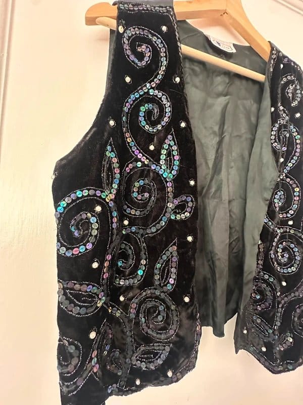 New Look Black Sequin Waistcoat Size 8-12