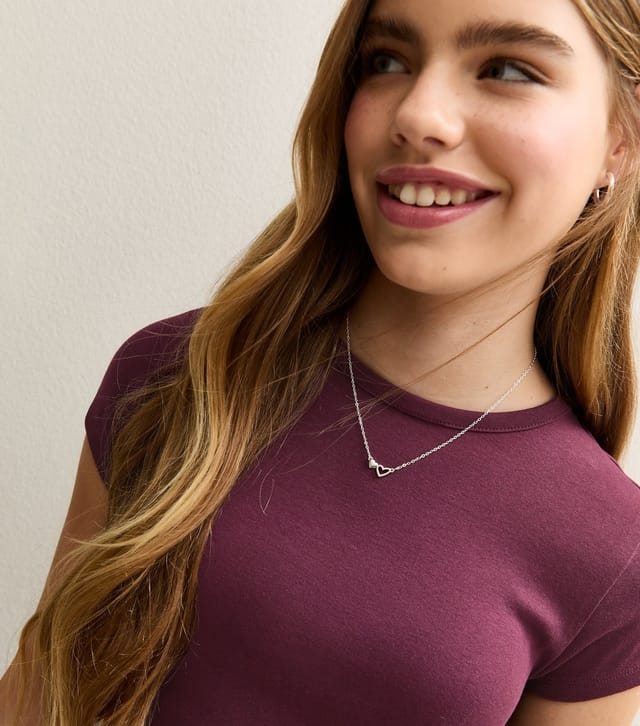 New Look Girls' Dark Burgundy Ruched Side Cap Sleeve T-Shirt New Look - 2