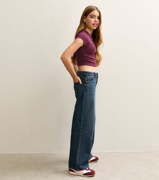 New Look Girls' Dark Burgundy Ruched Side Cap Sleeve T-Shirt New Look - 3