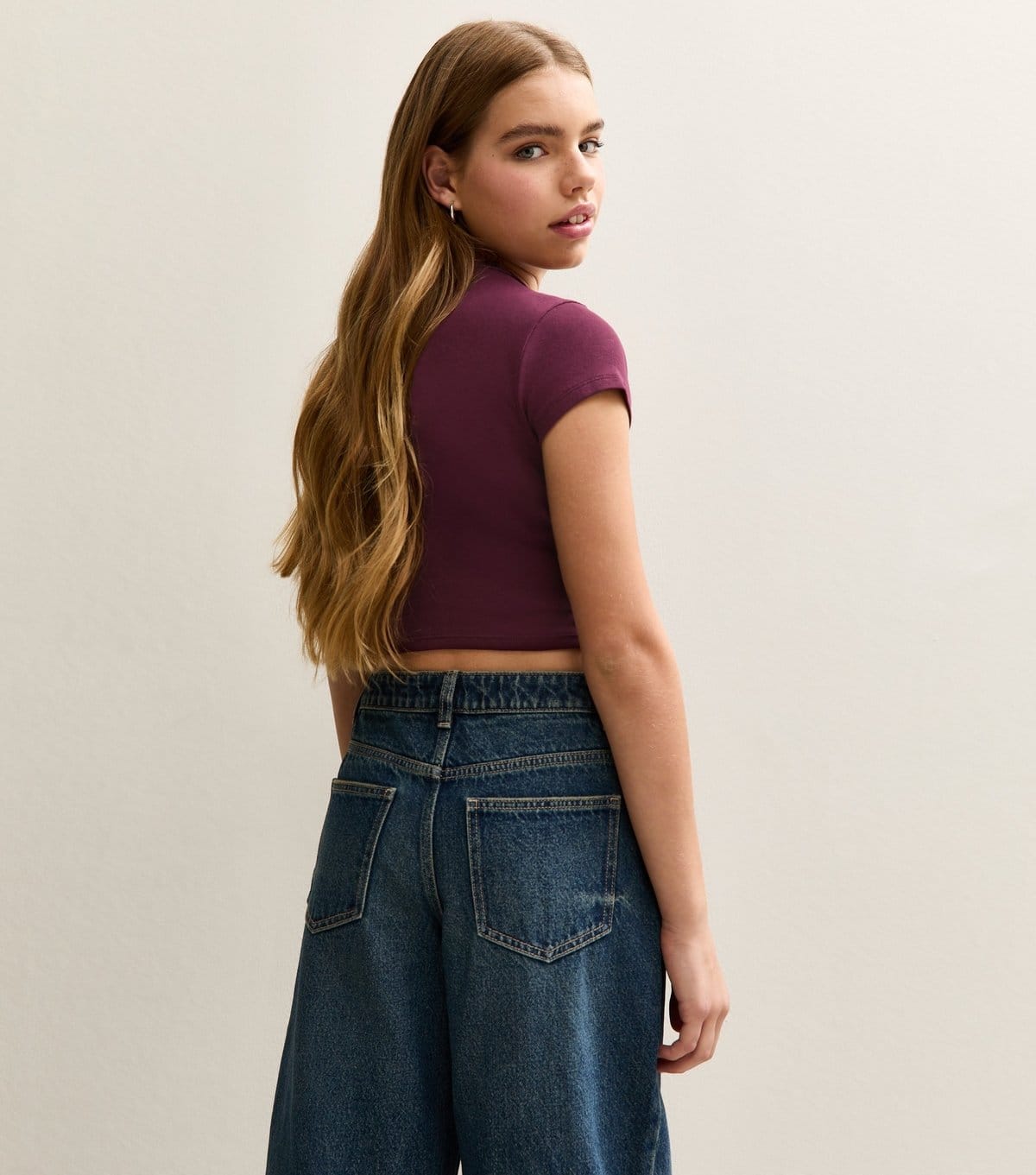 New Look Girls' Dark Burgundy Ruched Side Cap Sleeve T-Shirt New Look - 4