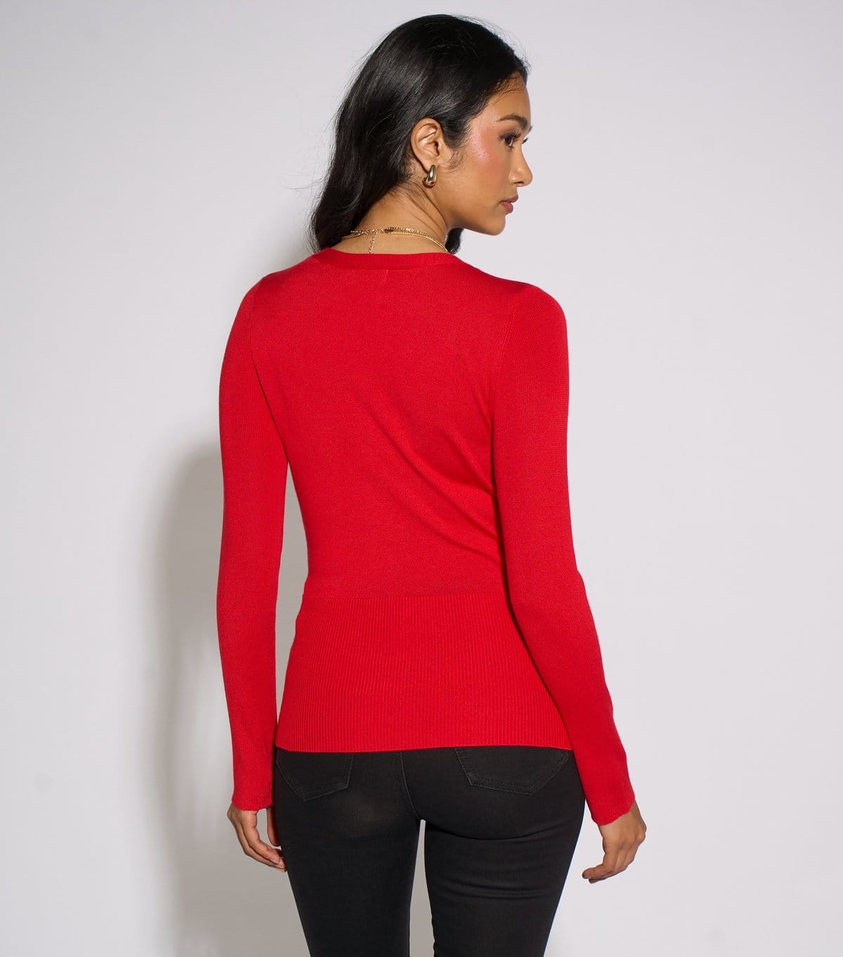 Gini London Women's Bright Red Knitted Gold Button Top Gini London New Look - 4